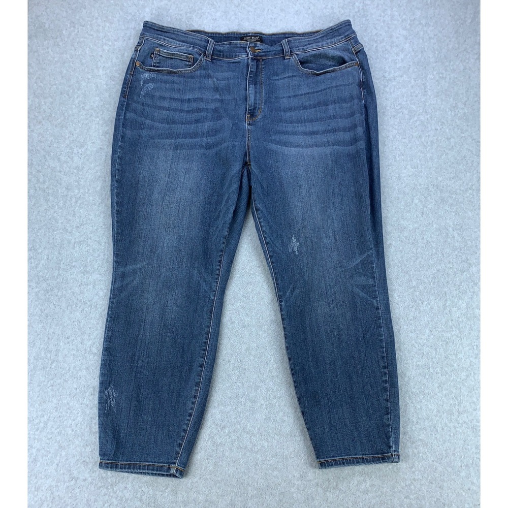 Judy Blue Relaxed Fit Jeans Women 24W Blue Distressed High Rise JB82251DK-PL